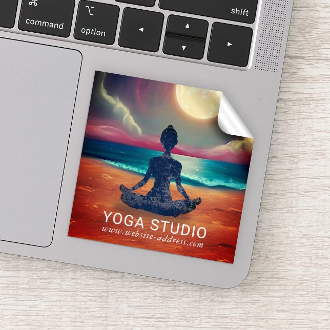 Peaceful Yoga Meditation Moonlight Sky Ocean Beach Sticker (Creator Uploaded)