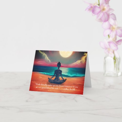 Peaceful Yoga Meditation Moonlight Sky Ocean Quote Card