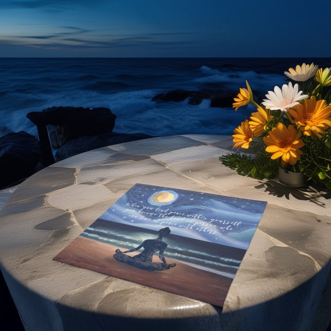 Peaceful Yoga Meditation Moonlight Sky Ocean Quote Cloth Napkin (Creator Uploaded)