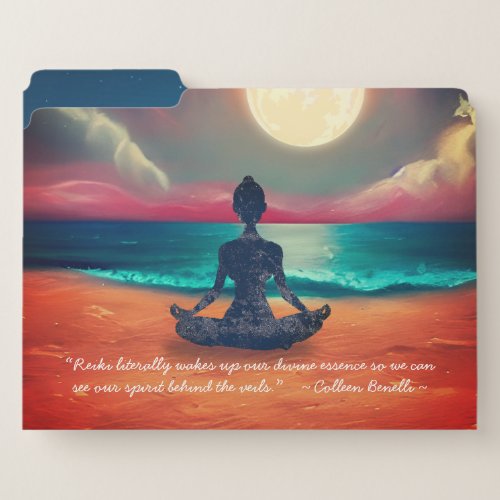 Peaceful Yoga Meditation Moonlight Sky Ocean Quote File Folder