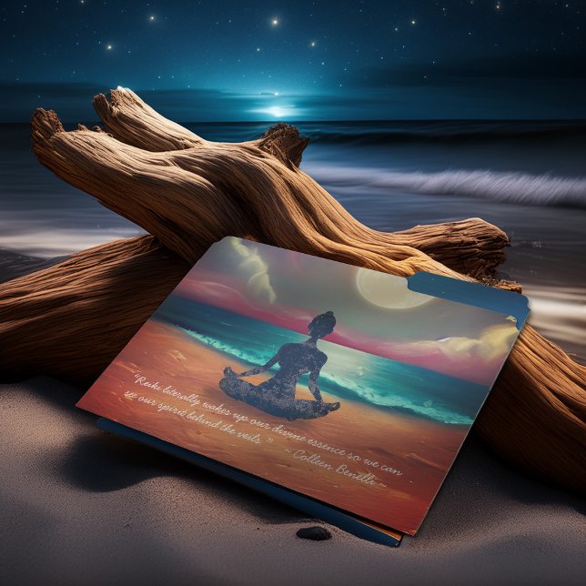 Peaceful Yoga Meditation Moonlight Sky Ocean Quote File Folder (Creator Uploaded)