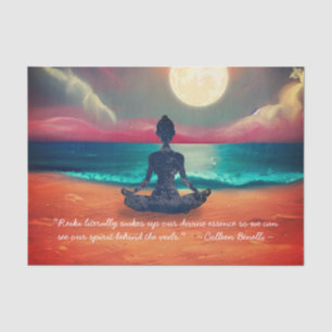 Peaceful Yoga Meditation Moonlight Sky Ocean Quote Tissue Paper