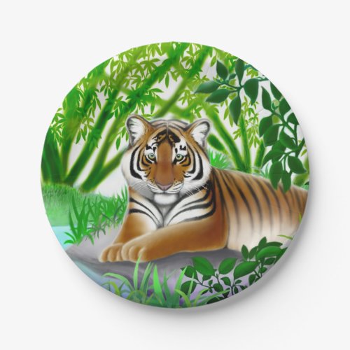 Peaceful Young Bengal Tiger Paper Plates