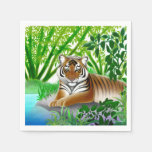 Peaceful Young Tiger in Jungle Paper Napkins