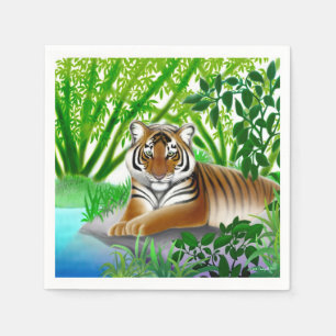 Peaceful Young Tiger in Jungle Paper Napkins