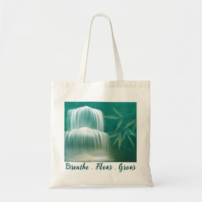 Peaceful Zen Waterfall Tote Bag (Front)