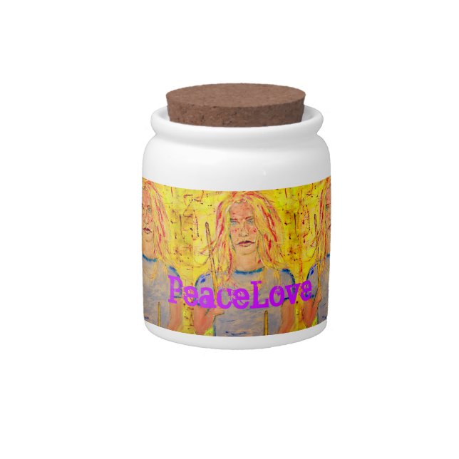 PeaceLove drummer girl Candy Jar (Front)