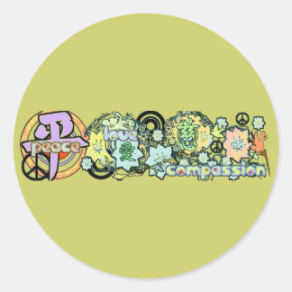 peacelovecompassion classic round sticker
