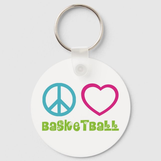 PEACELOVEsymbols-basketball. Keychain (Front)