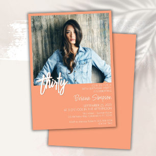 Peach 30th Birthday Photo Invitation
