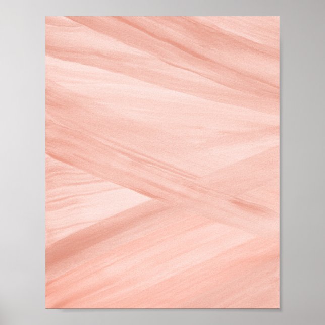 Peach Abstract Lines Brushstroke Art Poster (Front)