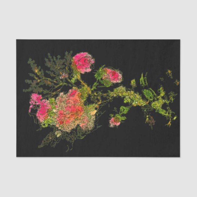 Peach Abstract Rose Floral Decoupage Tissue Paper (Front)