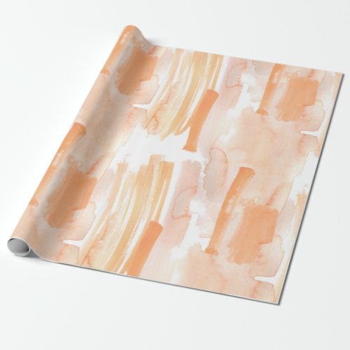 Peach Abstract Watercolor Brush Strokes Wrapping Paper
