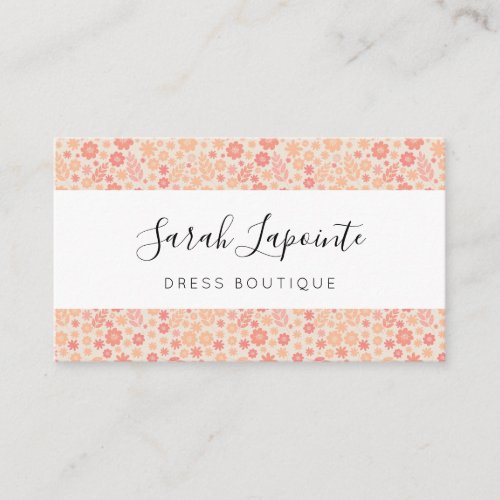 Peach Airy Wildflower Meadow Pattern Business Card