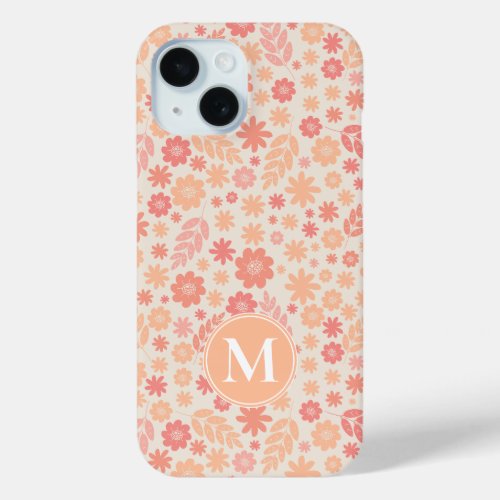 Peach Airy Wildflower Meadow Pattern iPhone 15 Case