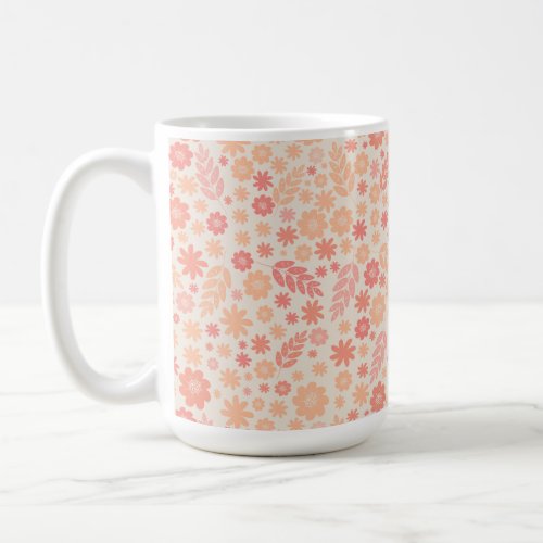 Peach Airy Wildflower Meadow Pattern Coffee Mug