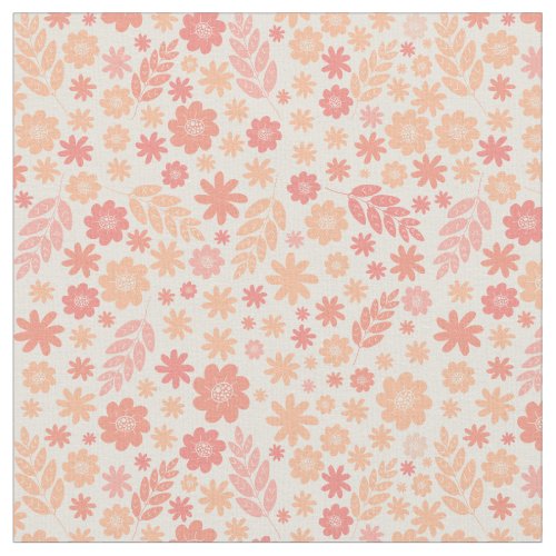 Peach Airy Wildflower Meadow Pattern Fabric