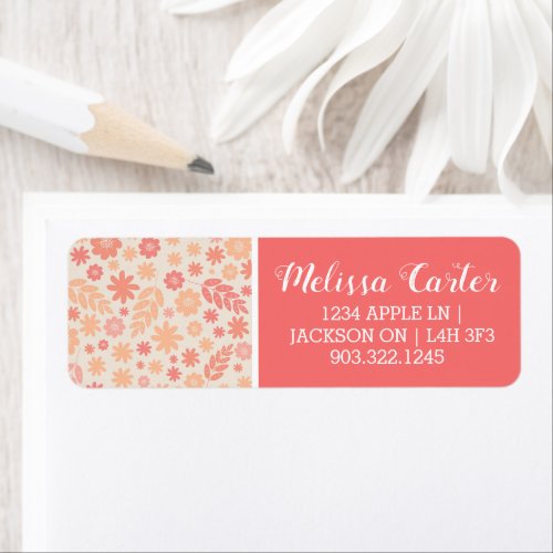 Peach Airy Wildflower Meadow Pattern Label