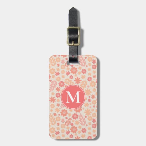 Peach Airy Wildflower Meadow Pattern Luggage Tag