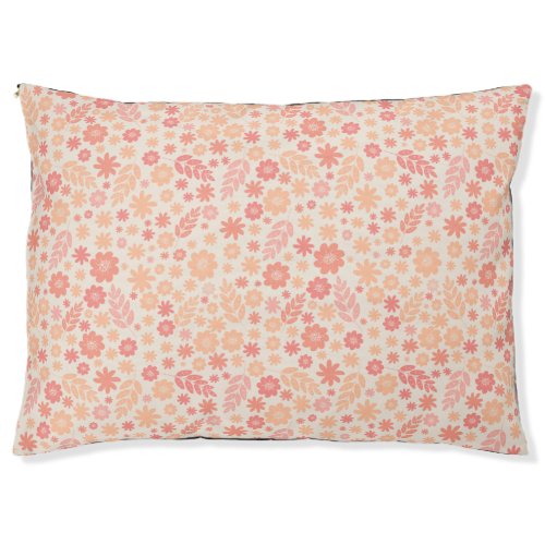 Peach Airy Wildflower Meadow Pattern Pet Bed