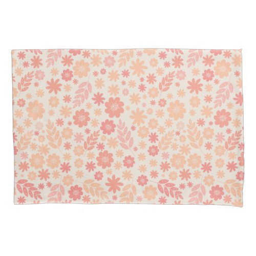 Peach Airy Wildflower Meadow Pattern Pillow Case