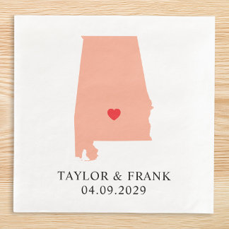 Peach Alabama Wedding Paper Dinner Napkins