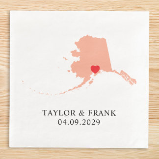 Peach Alaska Wedding Paper Dinner Napkins