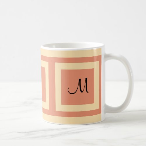 Peach and Apricot Monogram Coffee Mug
