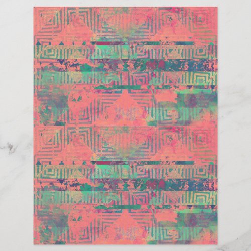 Peach and Aqua Aztec Scrapbook Paper