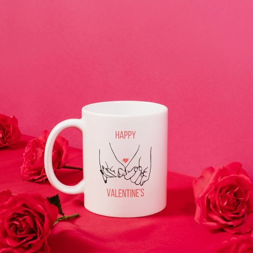 Peach and Black Aesthetic Happy Valentines  Coffee Mug