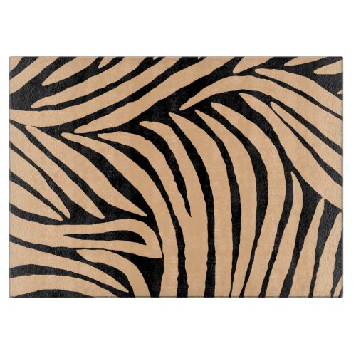 Peach and Black Zebra Print Cutting Board