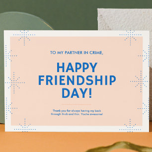 Peach and Blue Dot Pattern Friendship Day Postcard