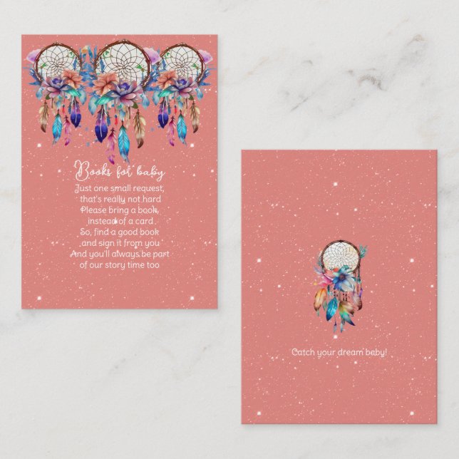 Peach and Blue Dreamcatcher Books for Baby Enclosure Card (Front/Back)