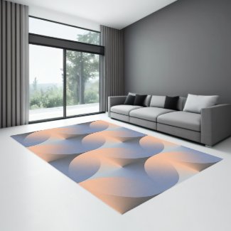 Peach and Blue Geometric Illusion Rug