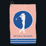 Peach and Blue Ladies Golf Towel<br><div class="desc">Custom background with personalized text and editable shapes and lines. edit scale,  text,  add photos etc. Would make a perfect and unique gift for the women golfers in your life.</div>