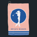Peach and Blue Ladies Golf Towel<br><div class="desc">Custom background with personalized text and editable shapes and lines. edit scale,  text,  add photos etc. Would make a perfect and unique gift for the women golfers in your life.</div>