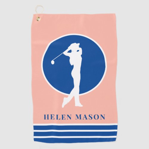 Peach and Blue Ladies Golf Towel