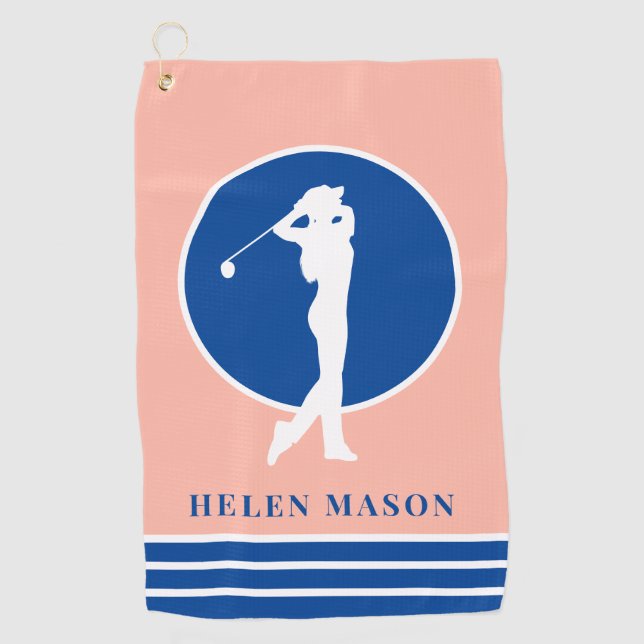 Peach and Blue Ladies Golf Towel (Front)