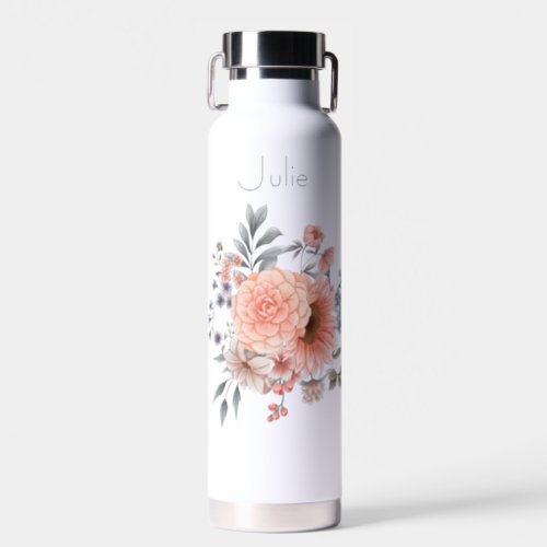Peach and Blue Sage Charming Flowers No Plastic Water Bottle