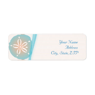Peach and Blue Sand Dollars Label
