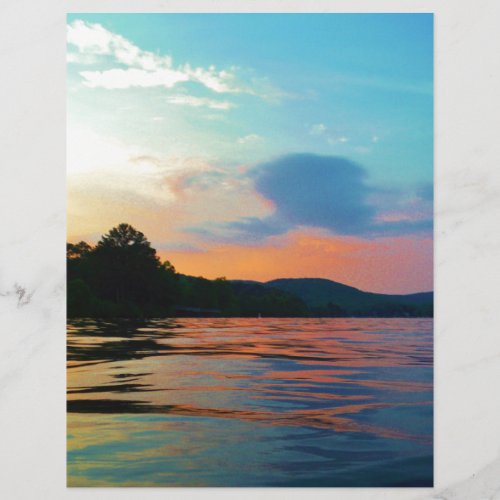 Peach and Blue Sunset on mountain Lake