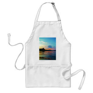 Peach and Blue Sunset on mountain Lake Adult Apron