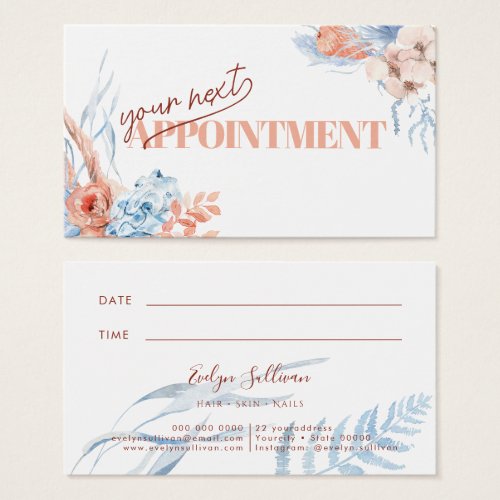 Peach and blue tropical appointment card