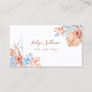 Peach and blue tropical business card