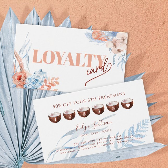 Peach and blue tropical loyalty card (Creator Uploaded)