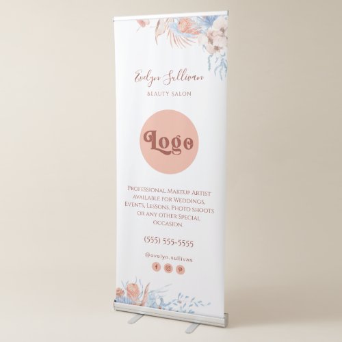 Peach and blue tropical retractable banner