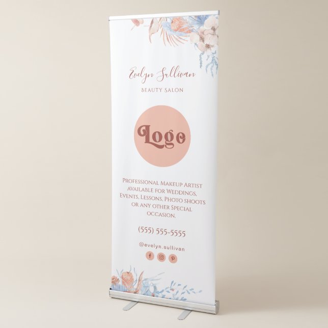 Peach and blue tropical retractable banner (3/4)