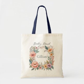 Peach and Blue Wildflowers Bride's Maid 