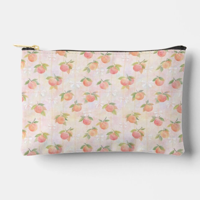Peach and Bow Pattern in Pastel Tones Accessory Pouch (Front)
