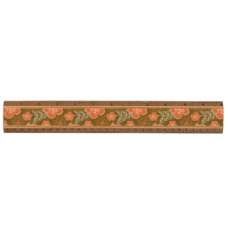 Peach and Brown Hawaiian Hibiscus Pattern Ruler